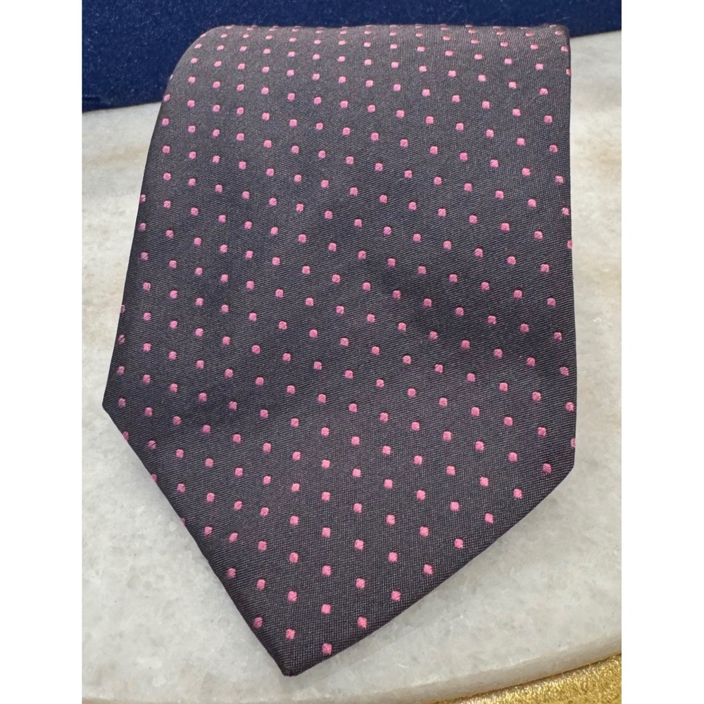 Brooks Brothers Makers‎ Silk Tie Black Pink Micro Dot Hand Made USA Italy Fabric